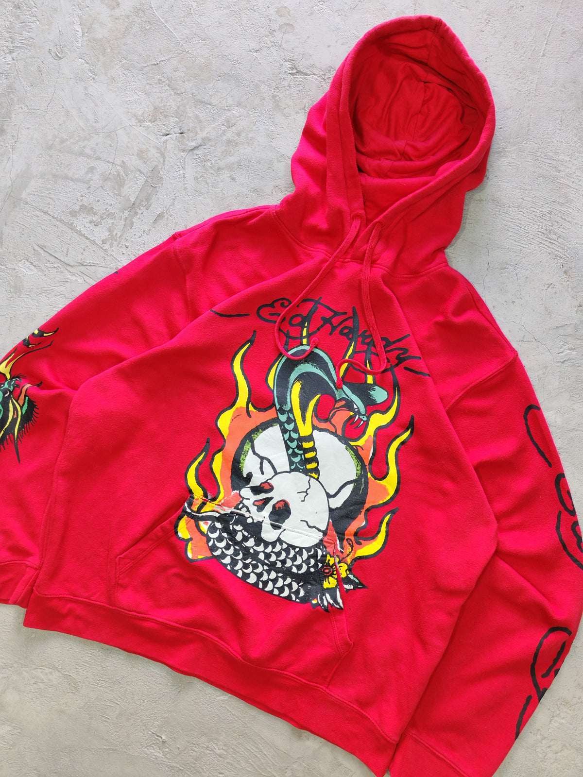 Hoodie Ed Hardy Rojo — Talla XL