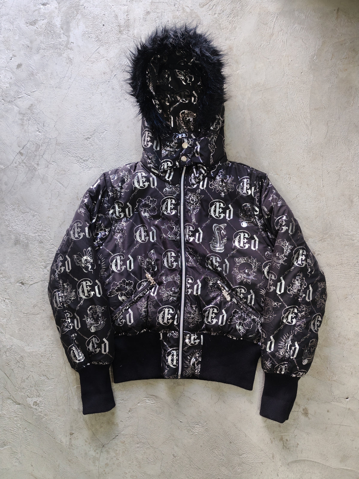 Puffer Ed Hardy Rosa — Talla XL
