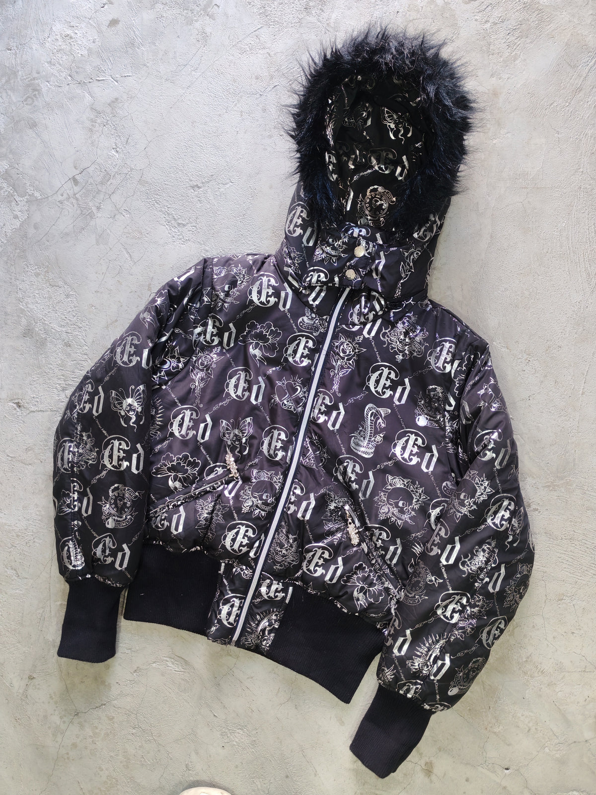 Puffer Ed Hardy Rosa — Talla XL