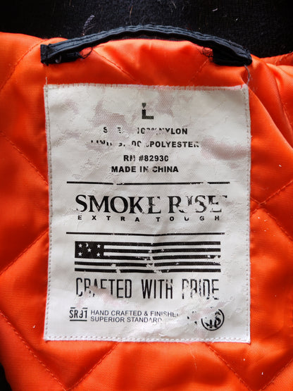 Smoke Rise MA-1 Bomber Jacket Negro Forro Naranja Acolchado – L Boxy Streetwear Premium
