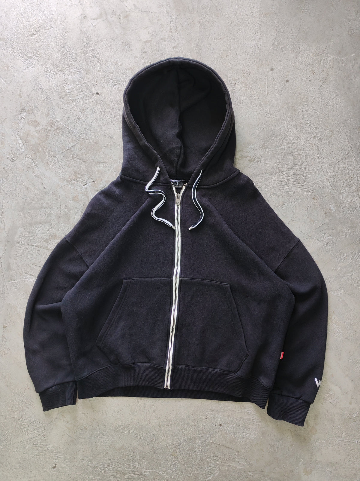 WV Project Zip Hoodie Negro Washed Boxy – S Korean Streetwear Premium