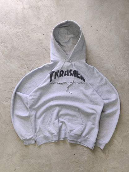 Thrasher Skateboard Magazine OG Logo Hoodie Gris Heather – M Vintage Skate