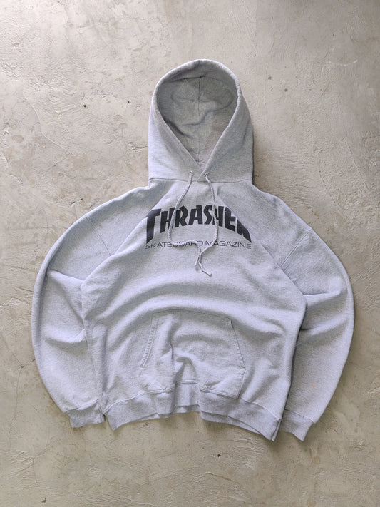 Thrasher Skateboard Magazine OG Logo Hoodie Gris Heather – M Vintage Skate