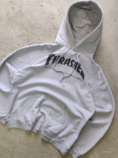 Thrasher Skateboard Magazine OG Logo Hoodie Gris Heather – M Vintage Skate