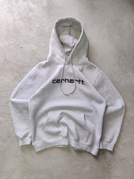 Carhartt WIP Hooded Script Sweatshirt Gris Ash Heather – L Streetwear Premium