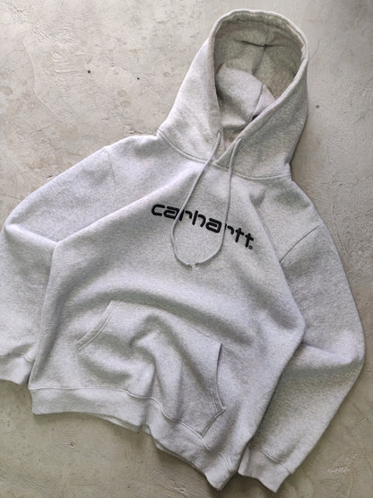 Carhartt WIP Hooded Script Sweatshirt Gris Ash Heather – L Streetwear Premium