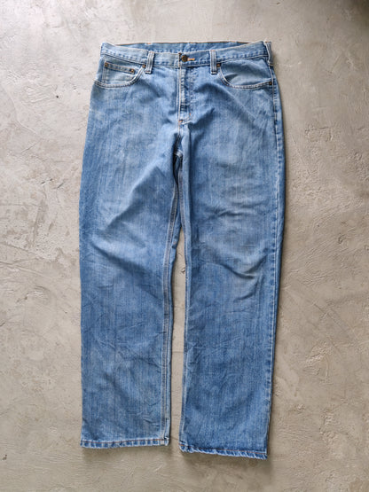 Carhartt Straight Leg Jeans Azul Claro Light Wash – 36x32 Workwear Streetwear Vintage