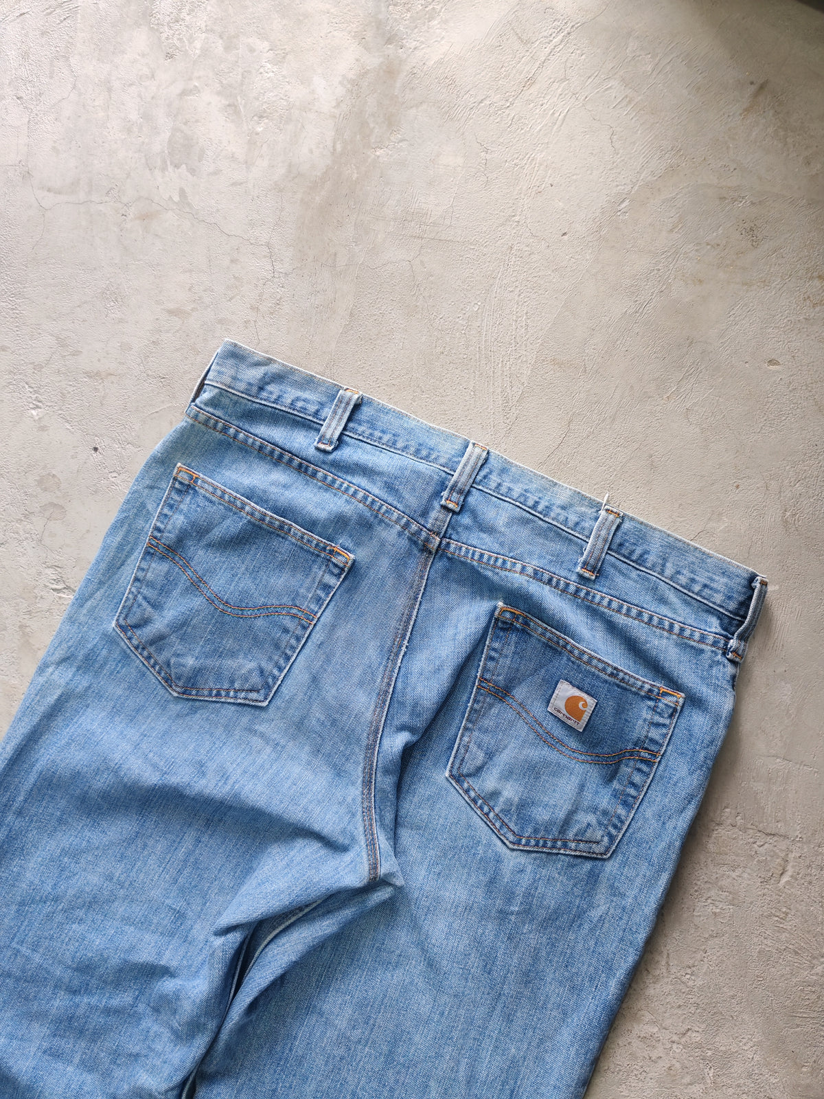 Carhartt Straight Leg Jeans Azul Claro Light Wash – 36x32 Workwear Streetwear Vintage