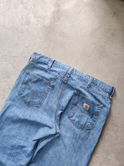 Carhartt Straight Leg Jeans Azul Claro Light Wash – 36x32 Workwear Streetwear Vintage
