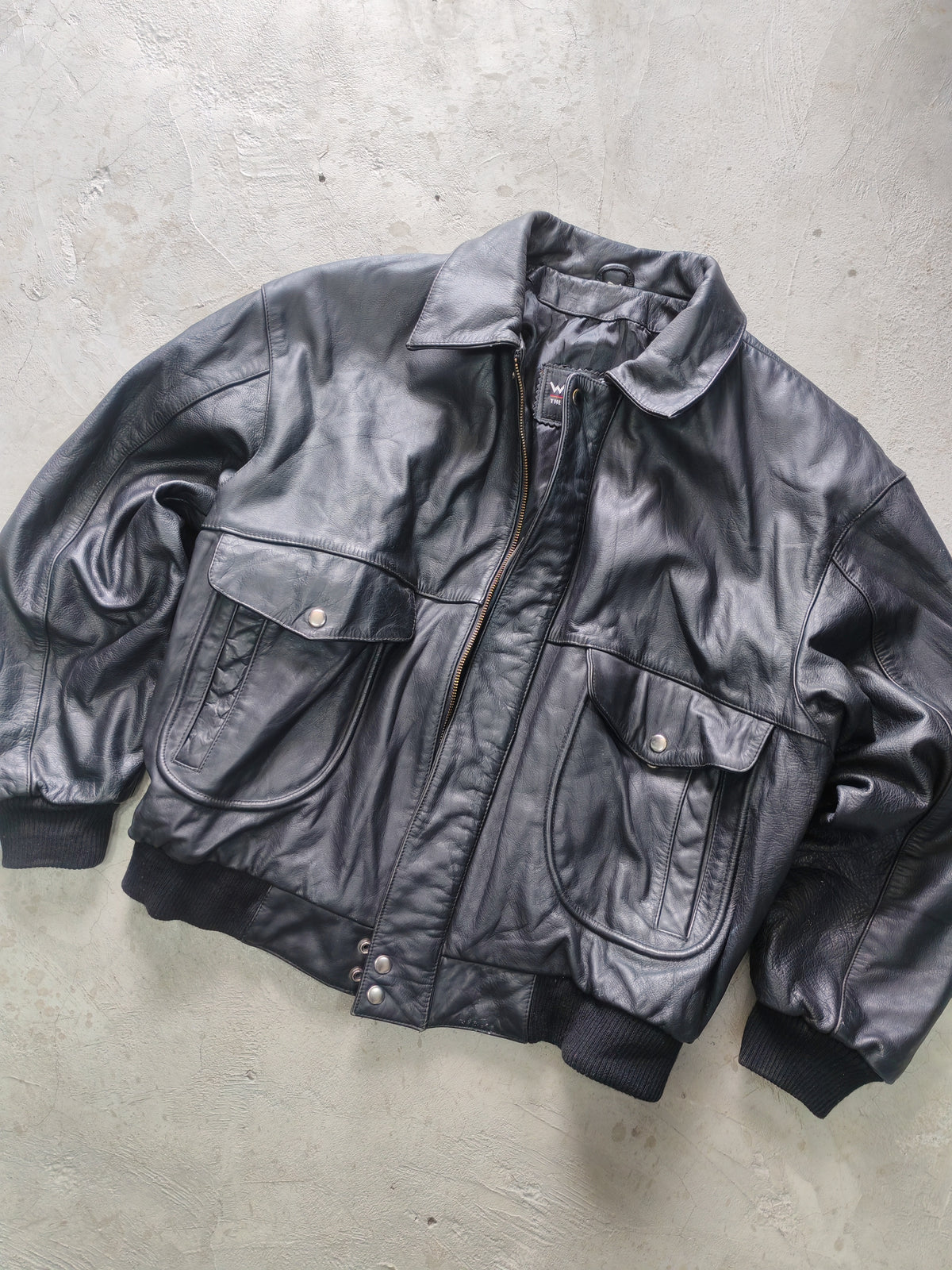 Wilsons The Leather Experts Bomber Jacket Cuero Negro – L Vintage Americana Premium