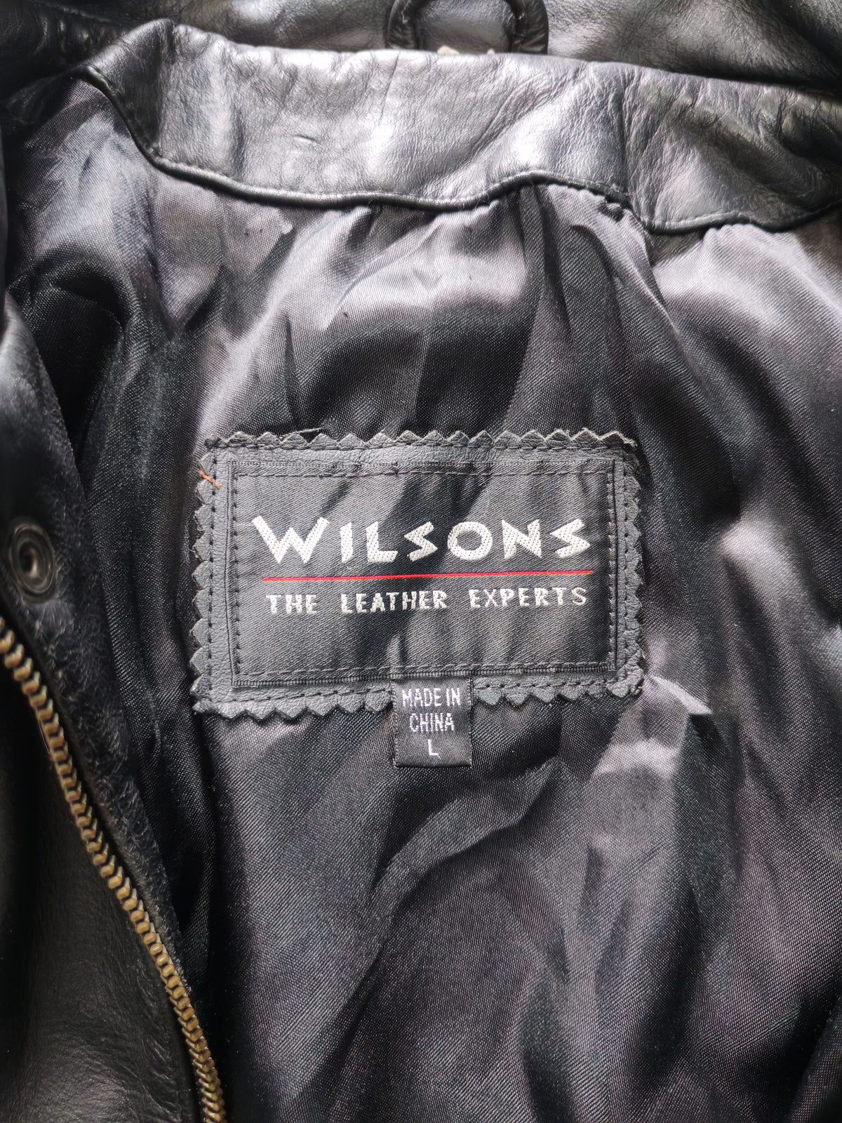 Wilsons The Leather Experts Bomber Jacket Cuero Negro – L Vintage Americana Premium