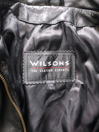 Wilsons The Leather Experts Bomber Jacket Cuero Negro – L Vintage Americana Premium