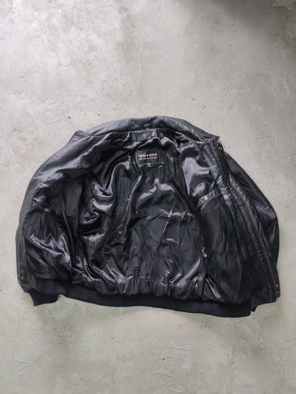 Wilsons The Leather Experts Bomber Jacket Cuero Negro – L Vintage Americana Premium