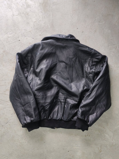 Wilsons The Leather Experts Bomber Jacket Cuero Negro – L Vintage Americana Premium