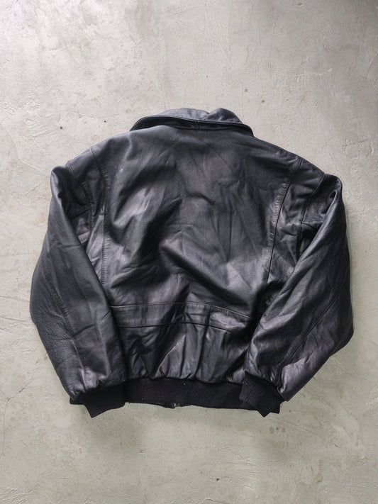 Wilsons The Leather Experts Bomber Jacket Cuero Negro – L Vintage Americana Premium