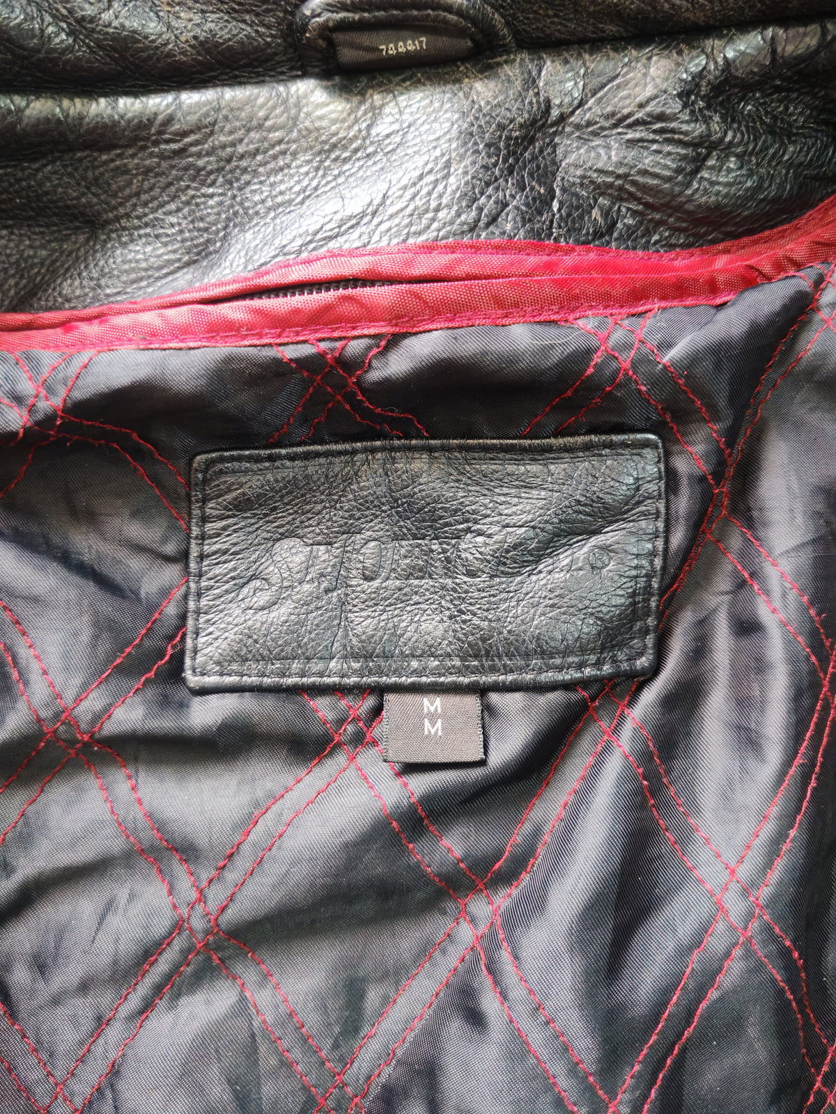 Andrew Marc New York Leather Bomber Jacket Negro Forro Acolchado Rojo – M Americana Vintage Premium