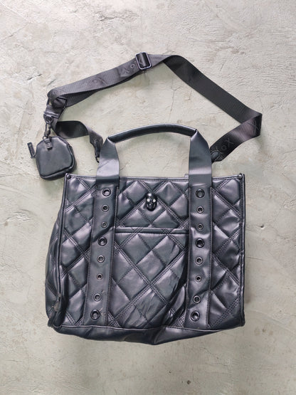 Betsey Johnson Quilted Skull Tote Bag Negra – Gótico Streetwear Accesorios