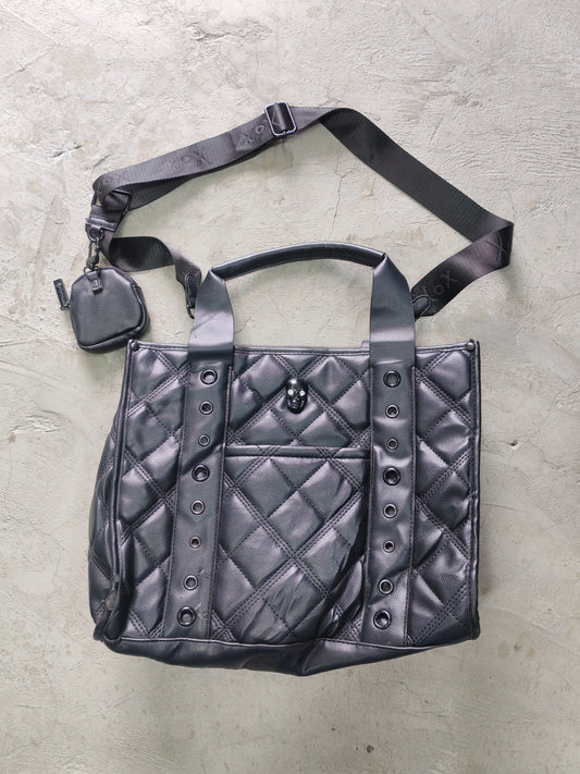 Betsey Johnson Quilted Skull Tote Bag Negra – Gótico Streetwear Accesorios