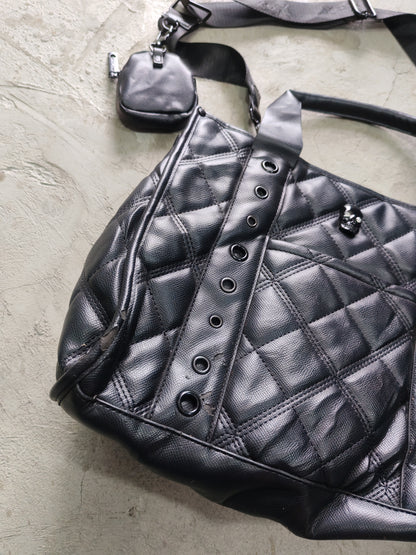 Betsey Johnson Quilted Skull Tote Bag Negra – Gótico Streetwear Accesorios