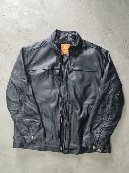 The Territory Ahead Leather Moto Jacket Negro Cuero Genuino – L Americana Vintage Premium