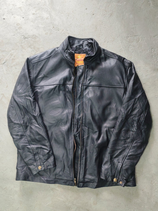 The Territory Ahead Leather Moto Jacket Negro Cuero Genuino – L Americana Vintage Premium
