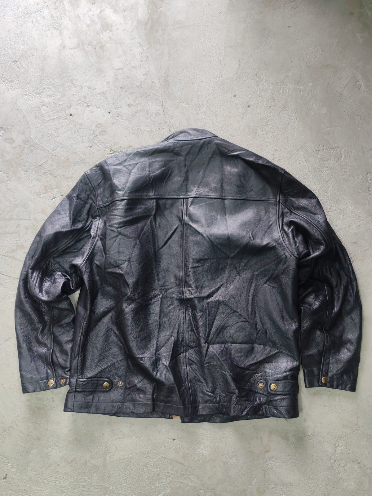 The Territory Ahead Leather Moto Jacket Negro Cuero Genuino – L Americana Vintage Premium