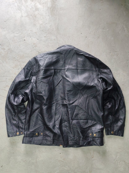 The Territory Ahead Leather Moto Jacket Negro Cuero Genuino – L Americana Vintage Premium