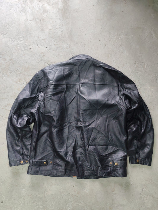 The Territory Ahead Leather Moto Jacket Negro Cuero Genuino – L Americana Vintage Premium