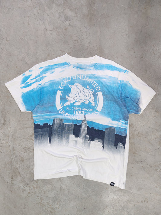 Camiseta Ecko Unltd rinoceronte y skyline blanca | L