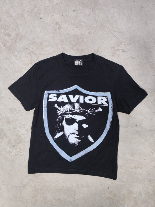 Playera Hellstar Negra Savior Bigger Than Satan Talla S