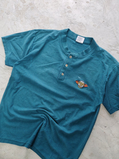 Henley Harley-Davidson Teal Oneita Vintage Talla L