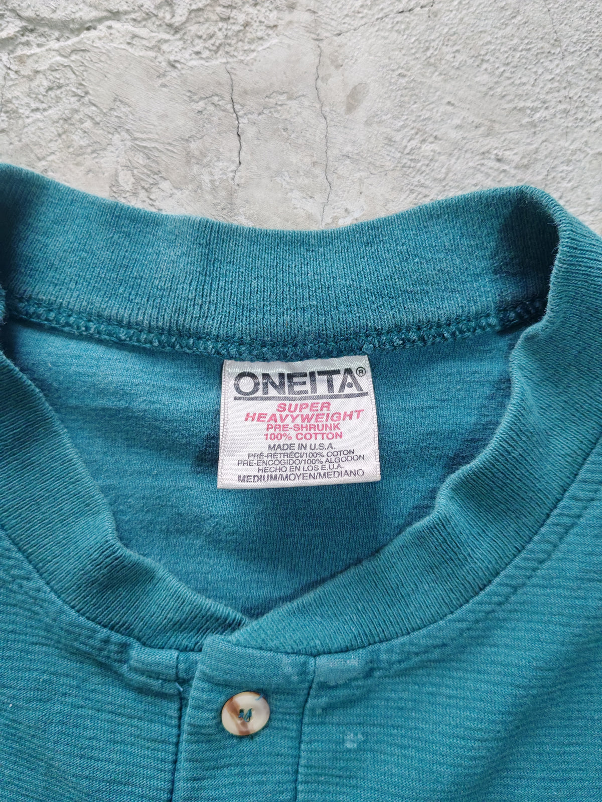 Henley Harley-Davidson Teal Oneita Vintage Talla L