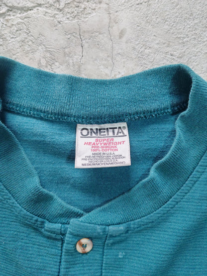 Henley Harley-Davidson Teal Oneita Vintage Talla L