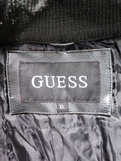 Jacket Guess Negro Moto Capucha Jersey Multi-Zipper Talla L/Over