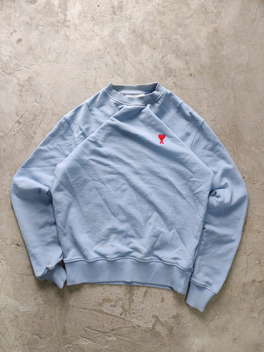 Crewneck Ami Paris Azul Cielo Ami de Coeur Logo Talla XS/S