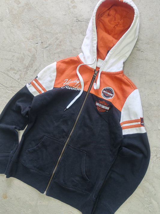 Hoodie Harley-Davidson Full-Zip Negro Naranja Blanco Talla S/XS