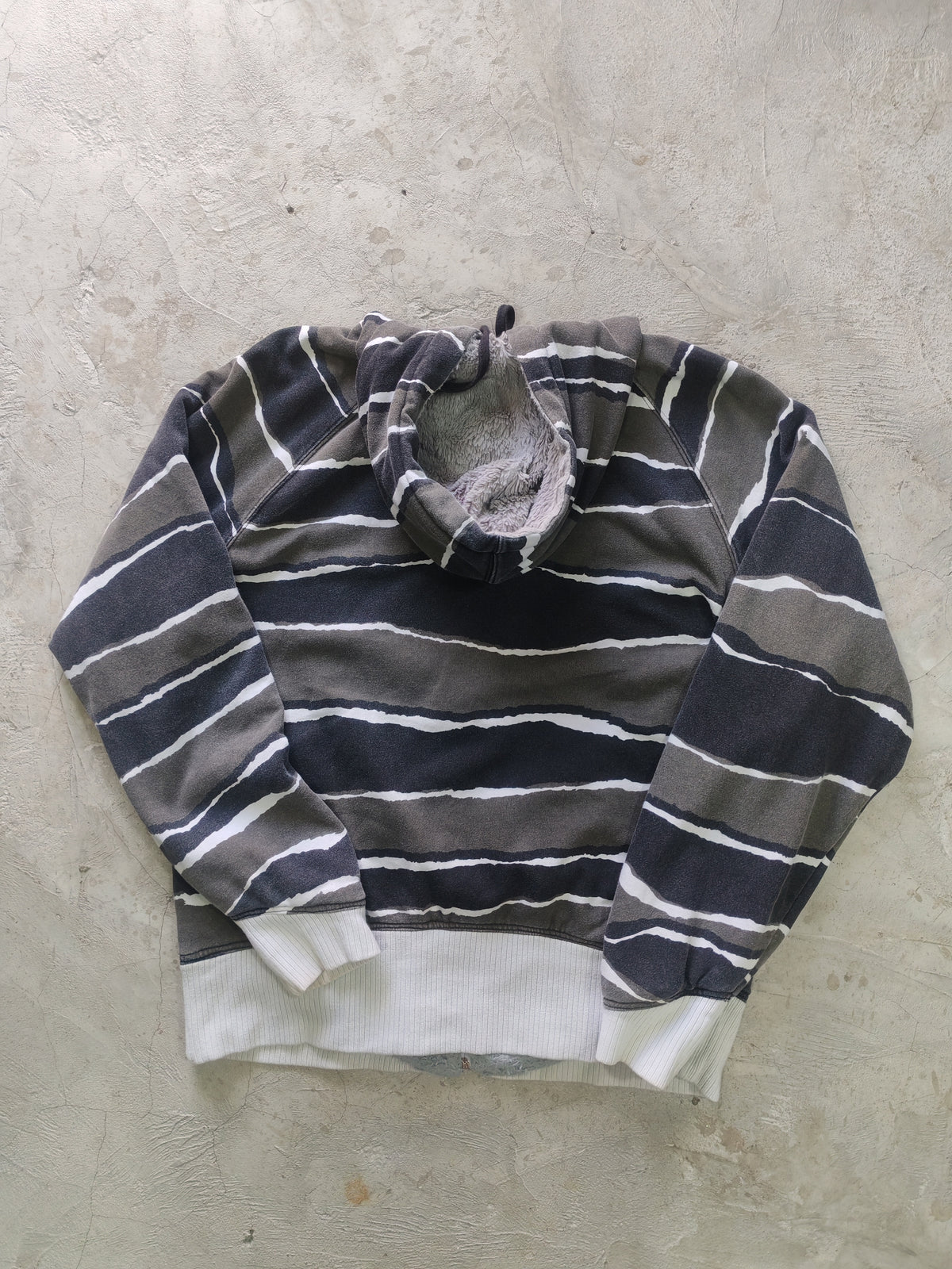 Hoodie DC Reversible Rayado Gris Afelpado Talla L
