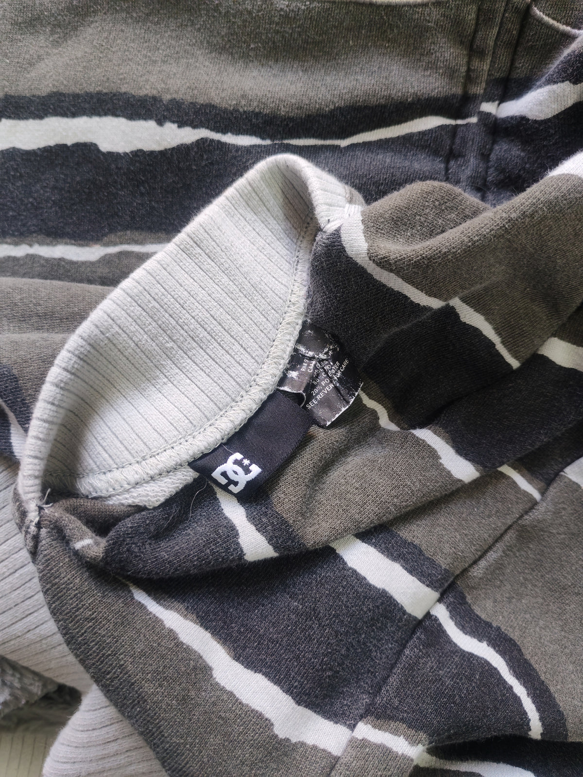 Hoodie DC Reversible Rayado Gris Afelpado Talla L