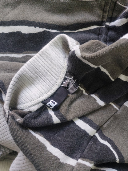 Hoodie DC Reversible Rayado Gris Afelpado Talla L