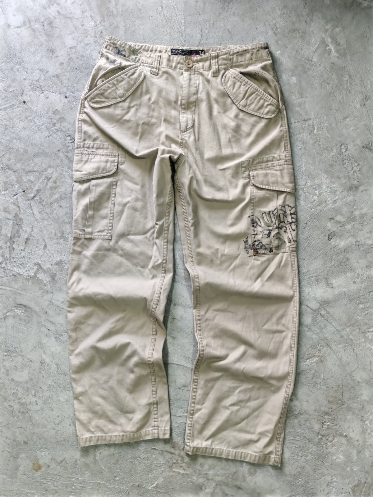 Pantalón Cargo Quiksilver Beige Gráficos Talla 34