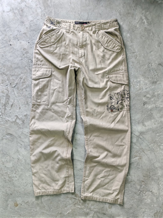 Pantalón Cargo Quiksilver Beige Gráficos Talla 34
