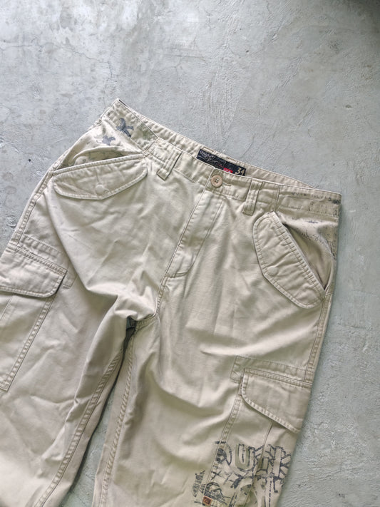Pantalón Cargo Quiksilver Beige Gráficos Talla 34