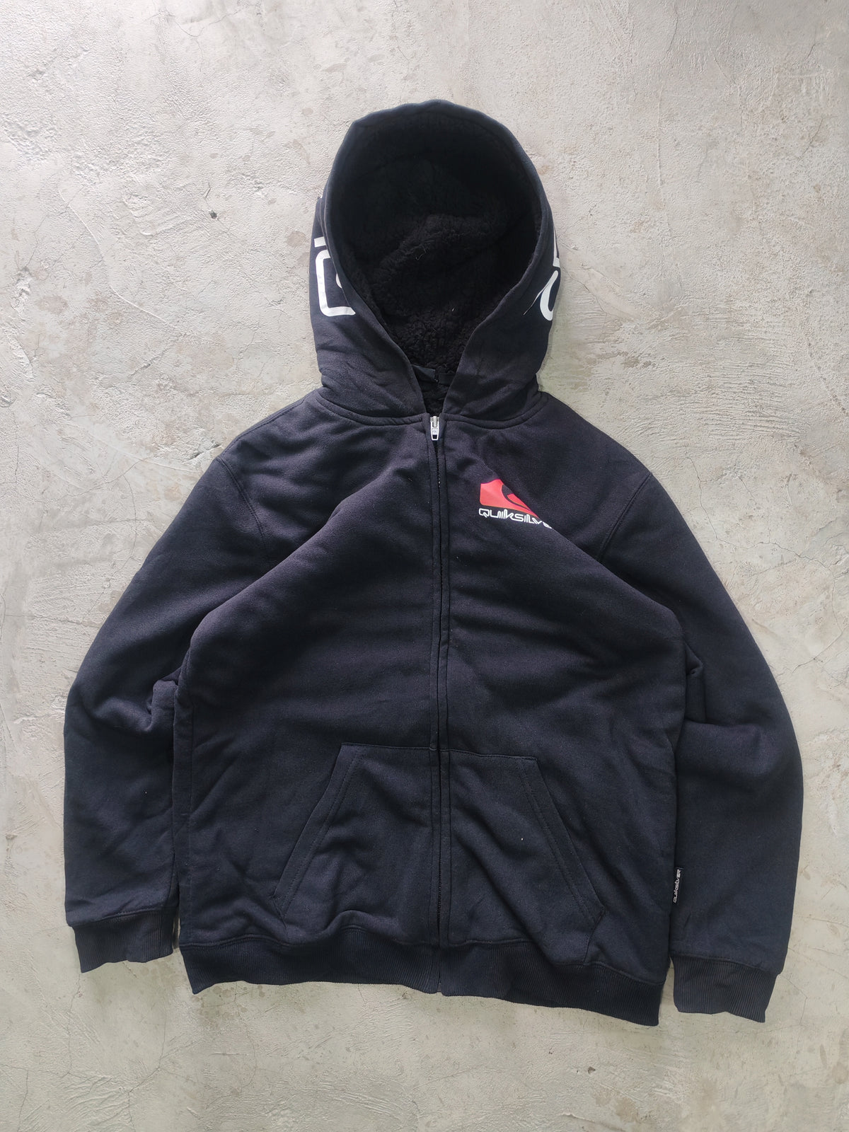 Hoodie Quiksilver Negro Full-Zip Afelpado Talla S