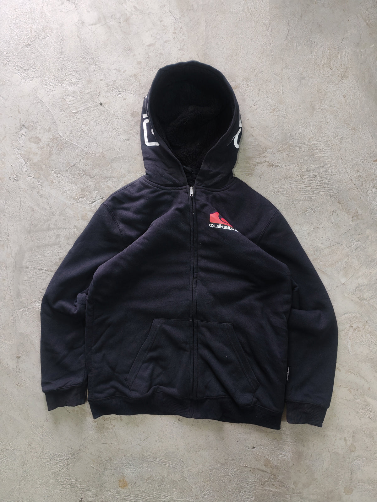 Hoodie Quiksilver Negro Full-Zip Afelpado Talla S