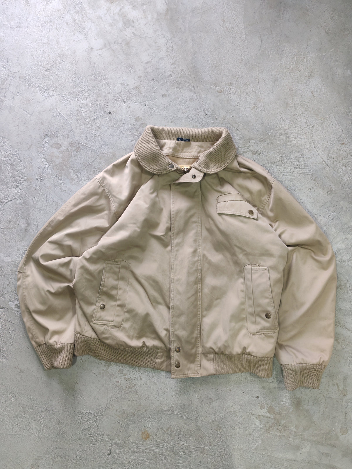 Chaqueta Mighty-Mac Beige Bomber Forro a Cuadros Talla L