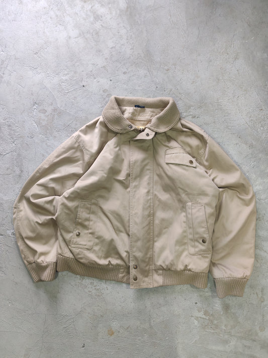 Chaqueta Mighty-Mac Beige Bomber Forro a Cuadros Talla L