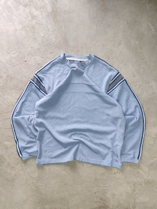 Suéter Extreme Quality Azul Grisáceo Acanalado Franjas Talla L