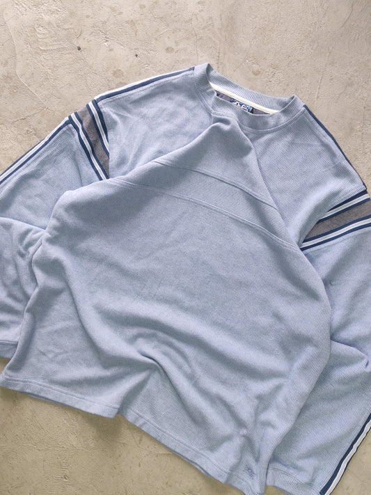 Suéter Extreme Quality Azul Grisáceo Acanalado Franjas Talla L