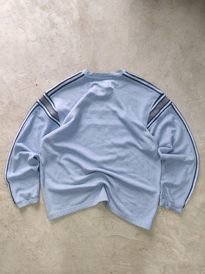 Suéter Extreme Quality Azul Grisáceo Acanalado Franjas Talla L