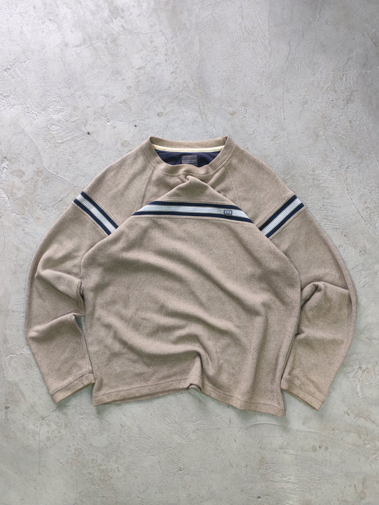 Suéter Extreme Gear Beige Acanalado Franjas en Contraste Talla M